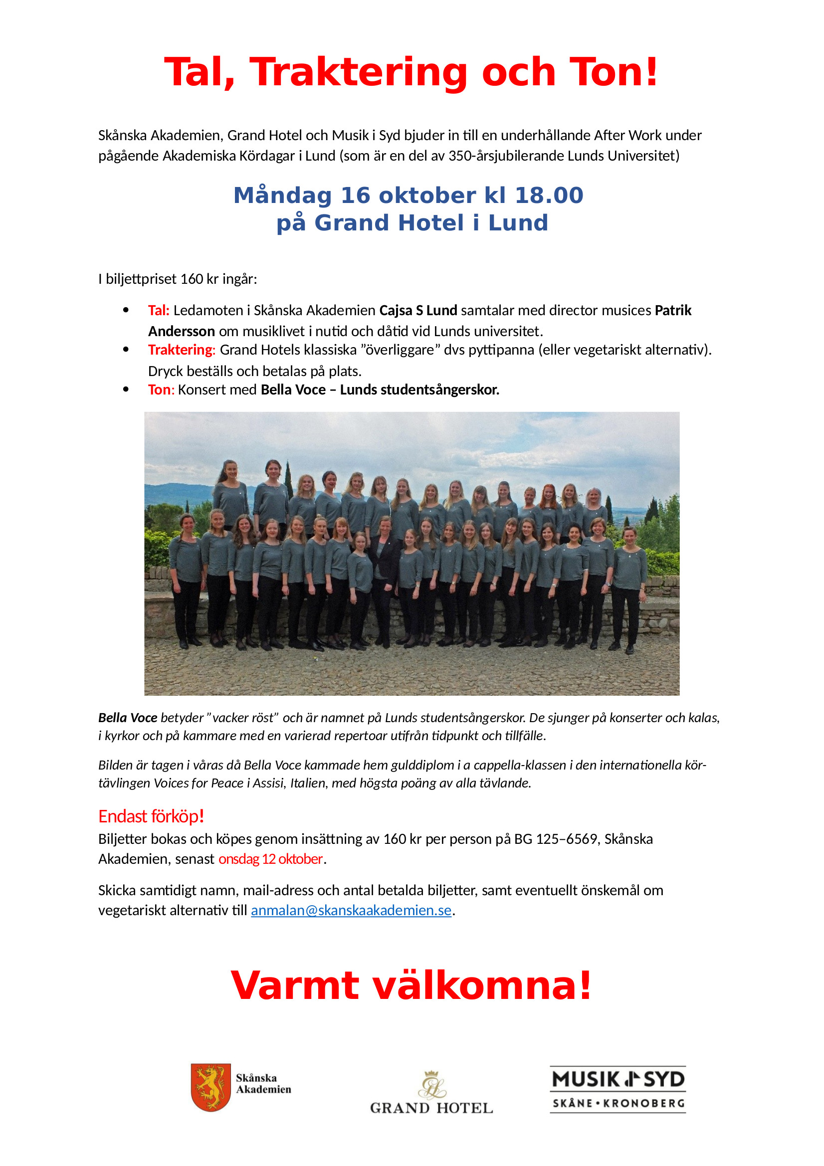 Inbjudan Tal Traktering Ton 2017